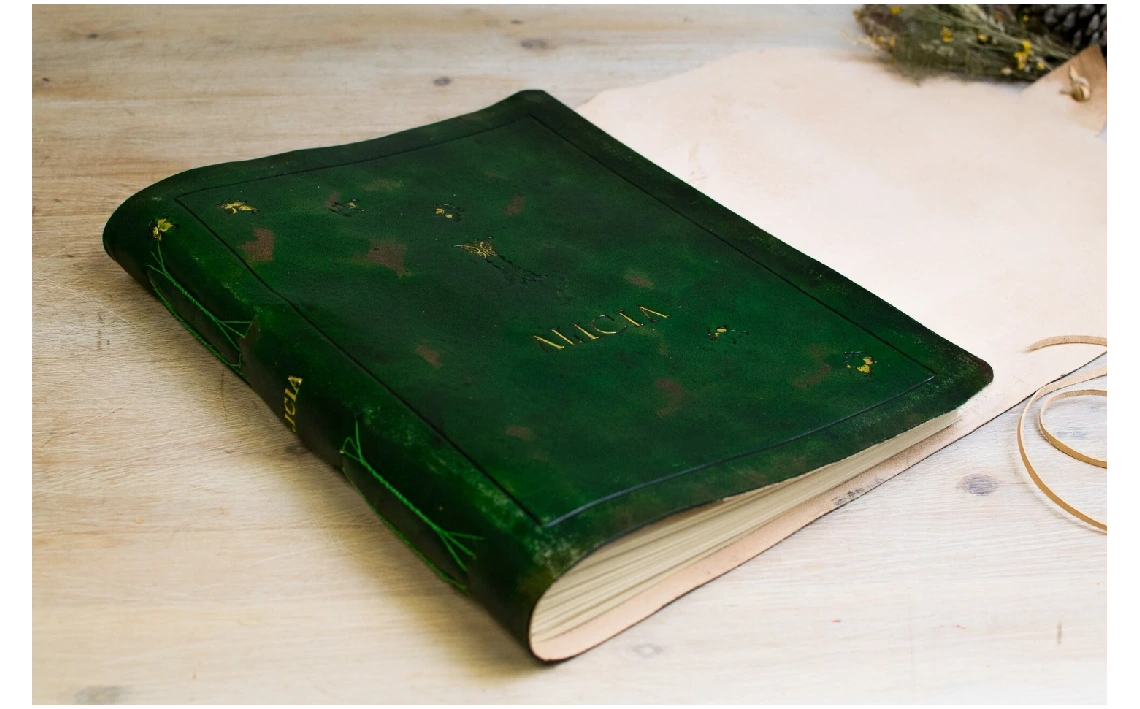 B4 Diario personalizado, arbol de la vida, cuaderno en piel verde bosque, Libro de invitados para boda, libro de firmas, libro de dibujo (1)