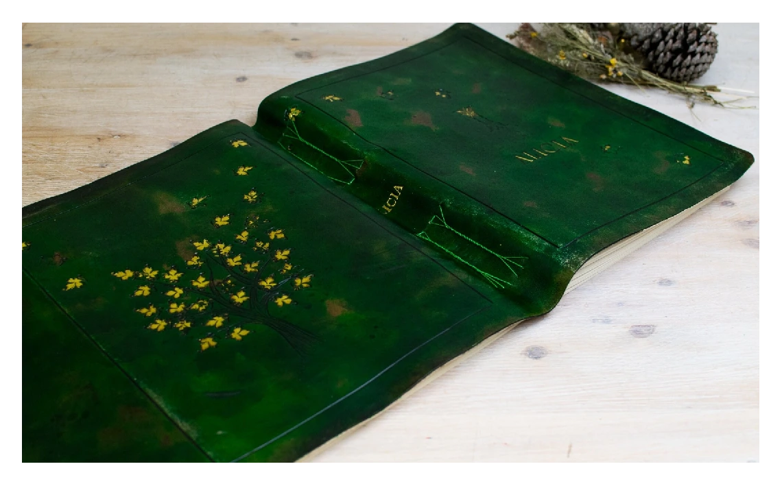 B4 Diario personalizado, arbol de la vida, cuaderno en piel verde bosque, Libro de invitados para boda, libro de firmas, libro de dibujo (2)