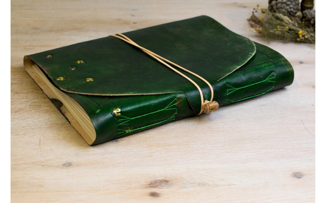 B4 Diario personalizado, arbol de la vida, cuaderno en piel verde bosque, Libro de invitados para boda, libro de firmas, libro de dibujo (3)