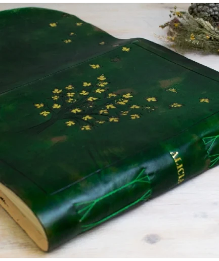 Álbum artesanal y libro de firmas de piel con motivo árbol de la vida, tapa blanda Arbor Vitae