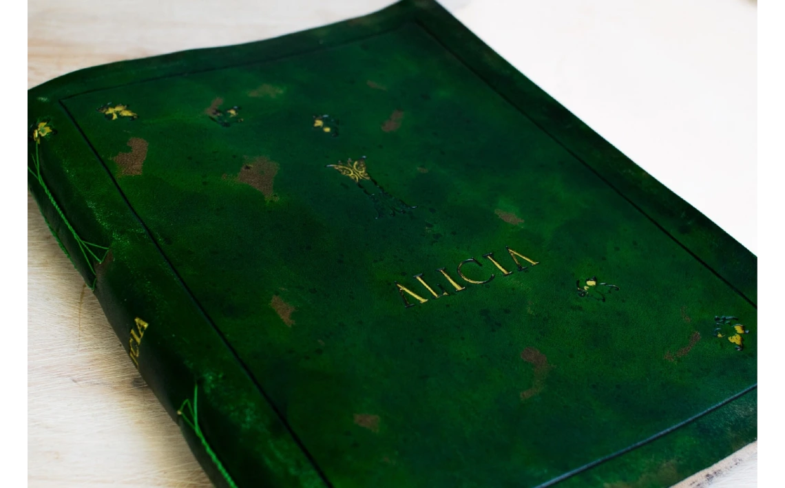 B4 Diario personalizado, arbol de la vida, cuaderno en piel verde bosque, Libro de invitados para boda, libro de firmas, libro de dibujo (6)