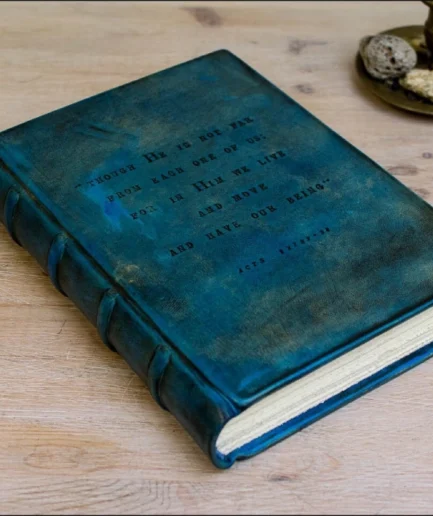 Diario en piel personalizado turquesa antiguo, Silentium Caeli