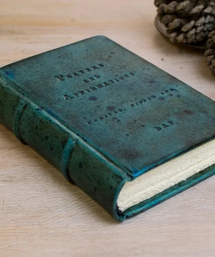 Diario en piel personalizado turquesa antiguo tamaño viaje, Silentium Caeli