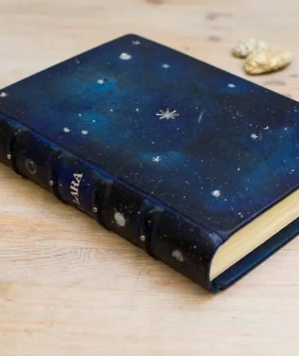 Cuaderno de escritura  en piel, constelaciones personalizadas,  Stellis Scriptum