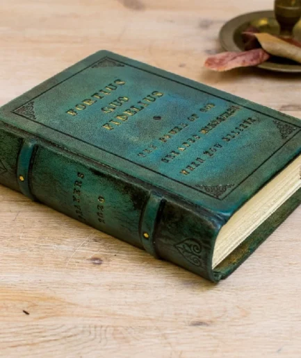 Cuaderno personalizado de escritura y dibujo en tamaño viaje,  azul verdoso y oro, Lotus Blu