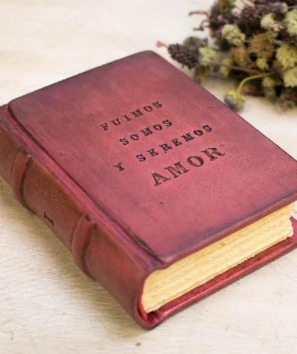 Diario en piel personalizado rosa antiguo tamaño bolsillo,  Rosae Meditatio