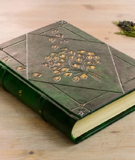 Cuaderno de arte en piel verde bosque, Arbor Vitae