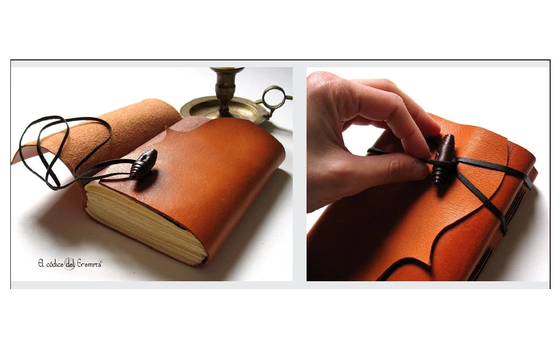 Diario en piel, diario de viajes, cuaderno en piel. Naranja, marrón. MEDITATIO series A6.7