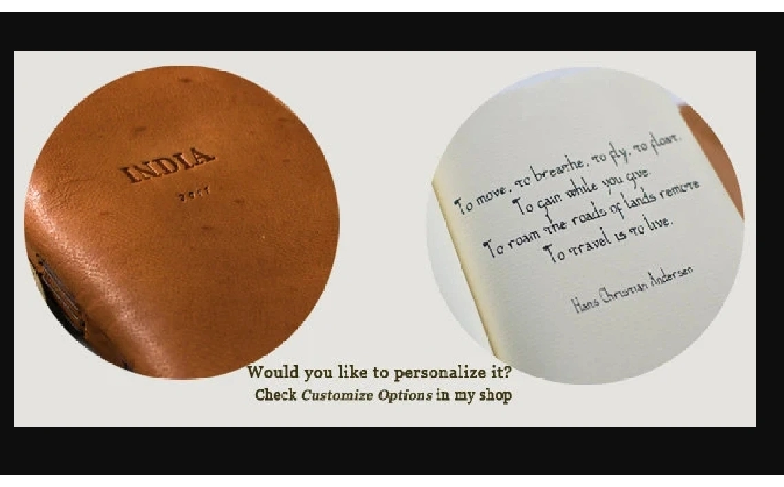 Diario en piel, diario de viajes, cuaderno en piel. Naranja, marrón. MEDITATIO series A6.