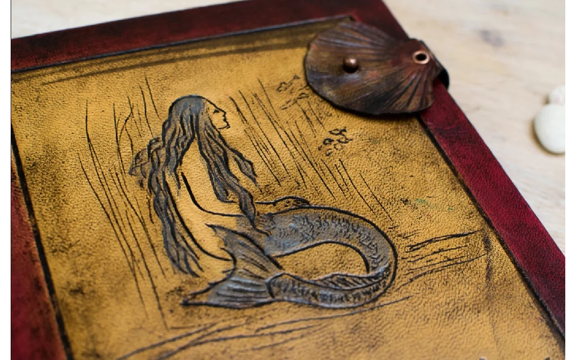 Libro en blanco La Sirenita, Cuaderno de fantasía, cuaderno de cuento, Regalo de aniversario, regalo para escritor, modernismo y art nouveau 3