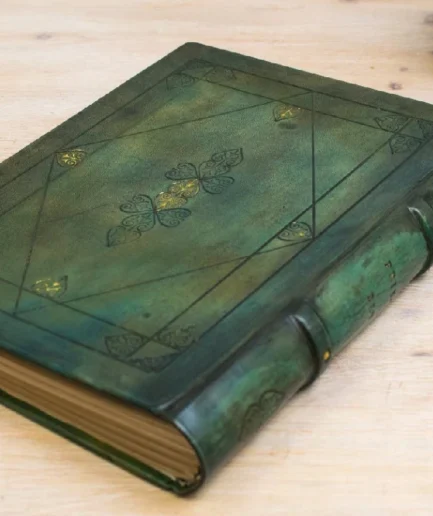 Libro de dedicatorias y álbum de fotos en piel, verde azulado, Lotus Blu