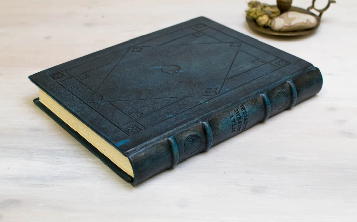 Libro de firmas, cuaderno grande en piel, Aqua Tacita2