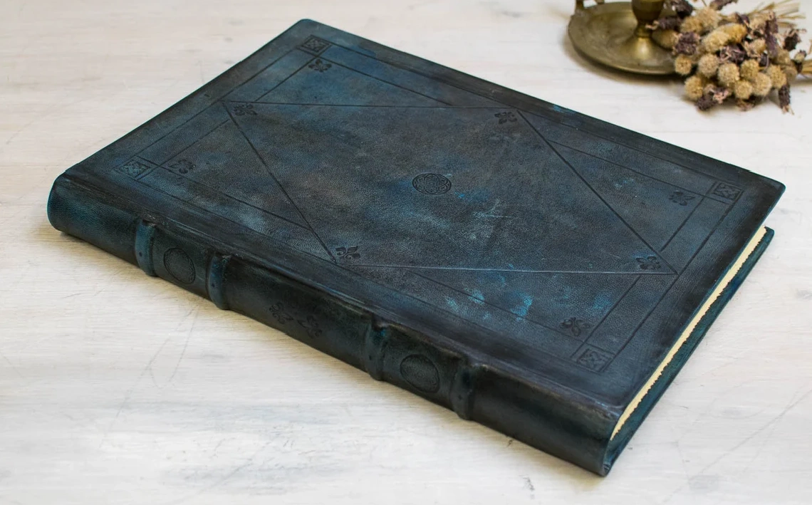 Libro de firmas, cuaderno grande en piel, Aqua Tacita8 (1)